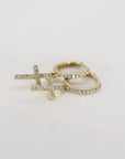 Diamond Cross Hoop Earrings (SINGLE or PAIR) - Melt'm Jewelry