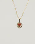 Minimalist Heart Garnet Necklace 14k Solid Gold