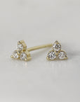 Diamond Trio Stud Earrings, Diamond Cluster Earrings (SINGLE OR PAIR)