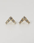 14k Gold Diamond Chevron Stud Earrings (SINGLE or PAIR)