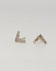 14k Gold Diamond Chevron Stud Earrings