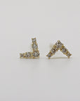 14k Gold Diamond Chevron Stud Earrings (SINGLE or PAIR)