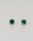 Delicate Emerald Stud Earrings in 14k Gold (Yellow, White or Rose Gold)