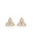 Diamond Trio Stud Earrings, Diamond Cluster Earrings (SINGLE OR PAIR) - Melt'm Jewelry