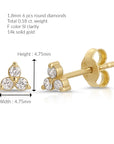 Diamond Trio Stud Earrings, Diamond Cluster Earrings (SINGLE OR PAIR)