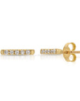 14K Gold Diamond Bar Earrings (SINGLE or PAIR) - Melt'm Jewelry