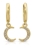 Natural Diamonds Crescent Moon Huggie Hoops (SINGLE or PAIR)