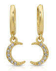 Natural Diamonds Crescent Moon Huggie Hoops (SINGLE or PAIR)