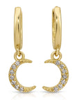 Natural Diamonds Crescent Moon Huggie Hoops (SINGLE or PAIR) - Melt'm Jewelry