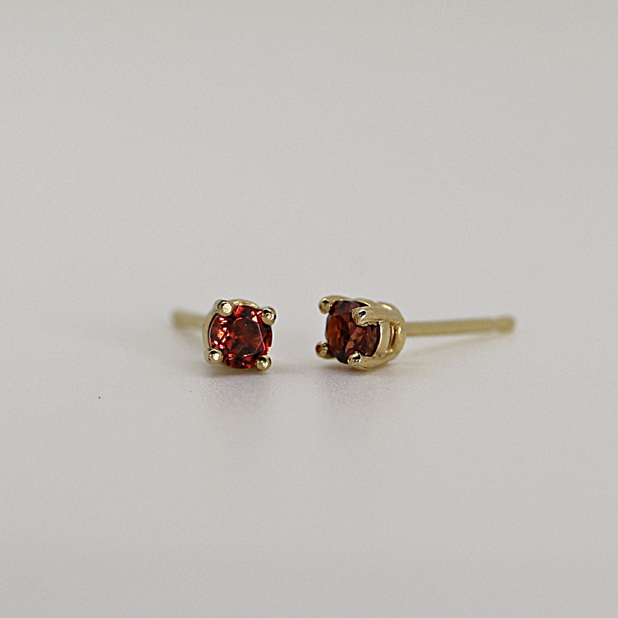 Garnet Stud Earrings 14k Gold