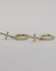 Diamond Cross Hoop Earrings (SINGLE or PAIR)