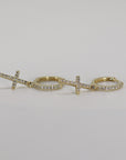 Diamond Cross Hoop Earrings (SINGLE or PAIR)