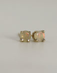 Round Cut Opal Stud Earrings 14k Gold