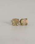 Round Cut Opal Stud Earrings 14k Gold