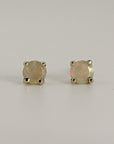 Round Cut Opal Stud Earrings 14k Gold