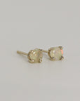 Round Cut Opal Stud Earrings 14k Gold