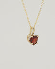 Minimalist Heart Garnet Necklace 14k Solid Gold