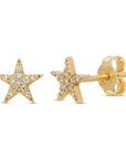 Diamond Star Studs 14k Solid Gold, Second Hole Studs, Single / Pair - Melt'm Jewelry