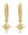 Diamond North Star Huggie Hoops Dangling (SINGLE or PAIR)
