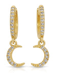 Diamond Moon Hoop Earrings (SINGLE or PAIR)