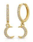 Diamond Moon Hoop Earrings (SINGLE or PAIR)