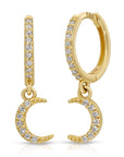 Diamond Moon Hoop Earrings (SINGLE or PAIR) - Melt'm Jewelry