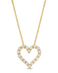 14k Gold Natural Diamond Sliding Open Heart Necklace