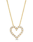 14k Gold Natural Diamond Sliding Open Heart Necklace