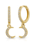 Diamond Moon Hoop Earrings (SINGLE or PAIR)