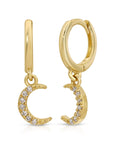 Natural Diamonds Crescent Moon Huggie Hoops (SINGLE or PAIR)