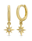 Diamond North Star Huggie Hoops Dangling (SINGLE or PAIR)