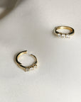 14k Gold White Sapphire Hoop Earring