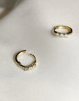 14k Gold White Sapphire Hoop Earring