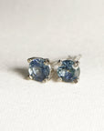 Blue Montana Sapphire Stud Earrings 14k Gold