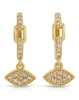 Diamond Marquise Charm Hoop Earrings (SINGLE or PAIR)