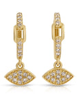 Diamond Marquise Charm Hoop Earrings (SINGLE or PAIR) - Melt'm Jewelry