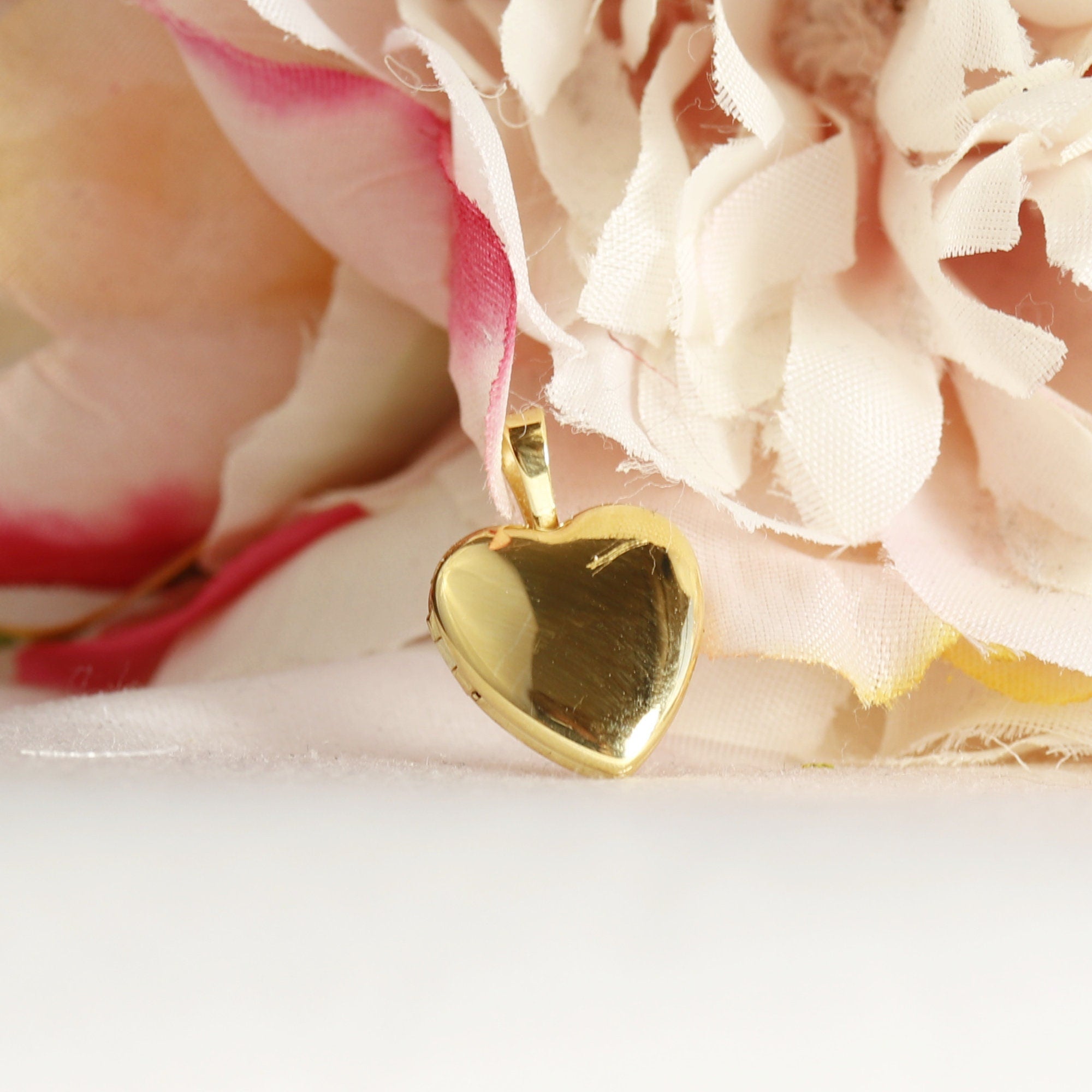 14k Gold Filled Heart Locket Necklace, Memorial Gift