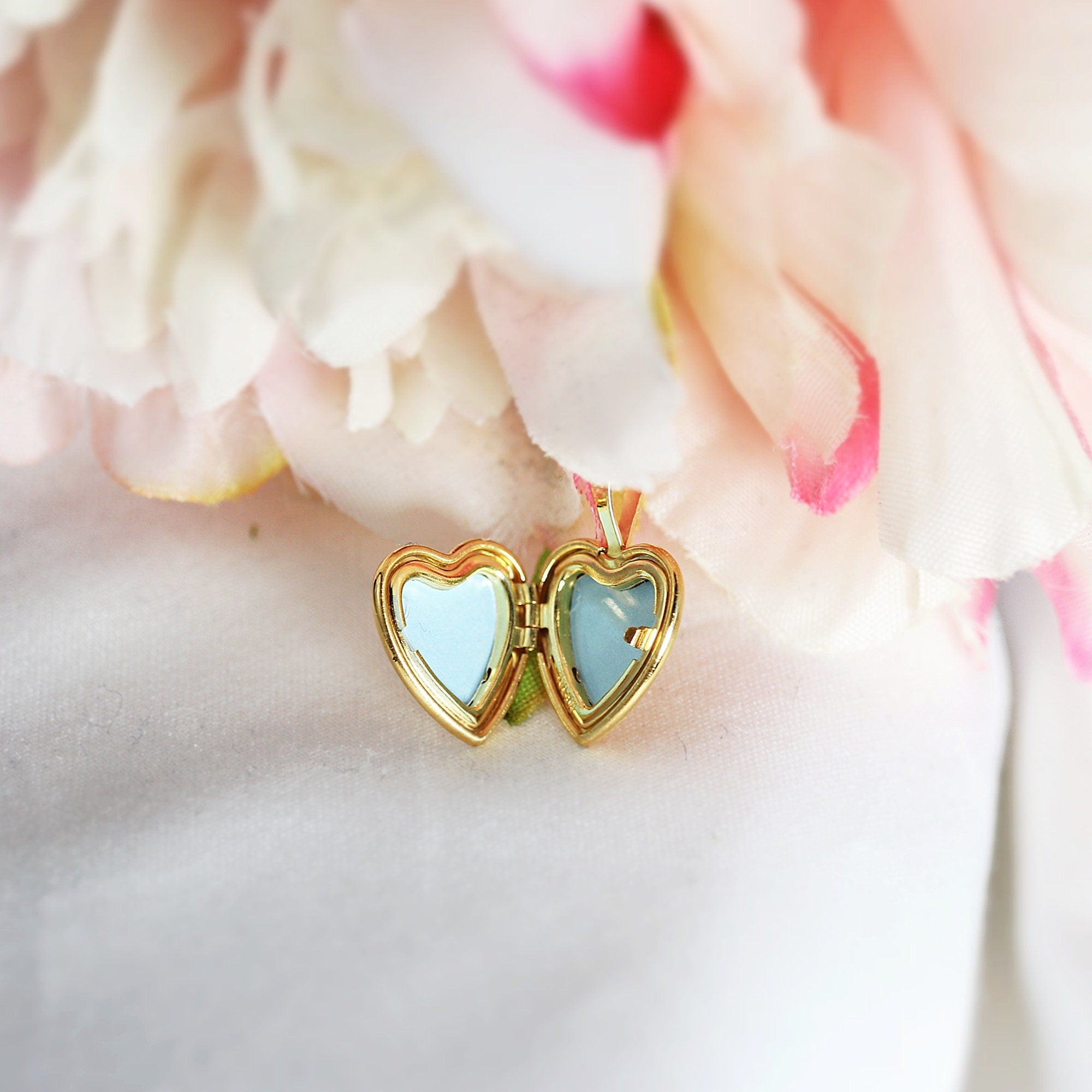 14k Gold Filled Heart Locket Necklace, Memorial Gift