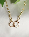 Interlocking Circle Necklace, Gold Eternity Circle Necklace
