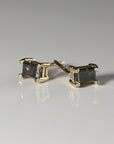 Emerald Cut Salt and Pepper Diamond Stud Earrings