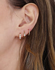 Bezel Solitaire Diamond Huggies Earrings in 14k Solid Gold - SINGLE OR PAIR