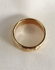 Floral Wedding Band Solid 14k Gold, Thick Wedding Ring