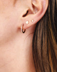 14k Solid Gold Diamond or Pink Sapphire Huggie Hoop Earrings