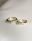 14k Gold White Sapphire Hoop Earring