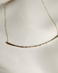 Curved Hammered Bar Necklace, Gold Curved Bar Necklace