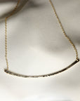 Curved Hammered Bar Necklace, Gold Curved Bar Necklace