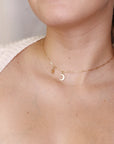 Moon and Star Necklace 14k Solid Gold