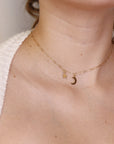 Moon and Star Necklace 14k Solid Gold