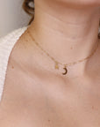 Moon and Star Necklace 14k Solid Gold