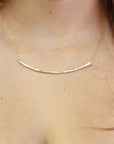 Curved Hammered Bar Necklace, Gold Curved Bar Necklace